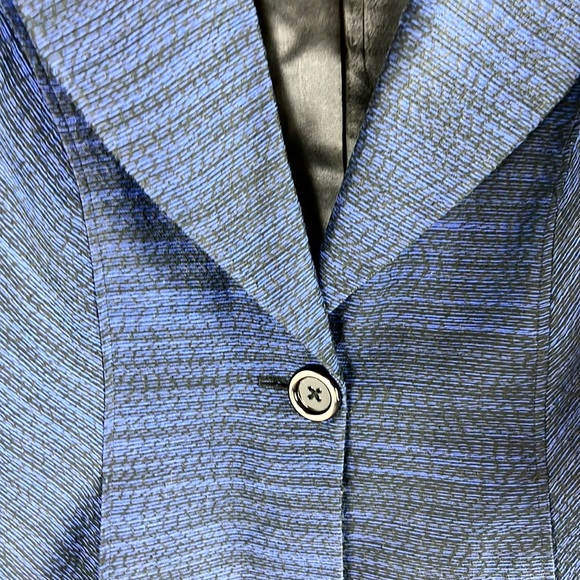 MARY KAY | 💙🖤 Midnight Blue & Black Striped Pattern 3/4 Sleeves Blazer Jacket - Picture 4 of 9